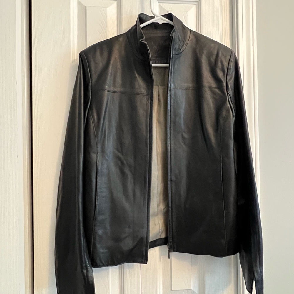Olly London Sleek Black Leather Jacket (needs small repair) - Picture 6 of 15
